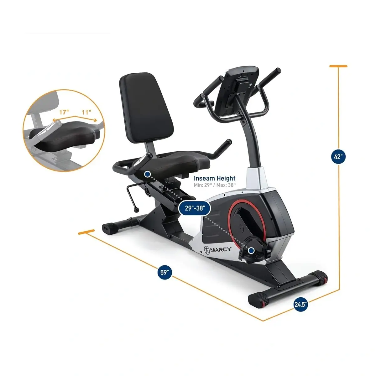 Recumbent Stationary Bike – Magnetic Resistance and Superior Comfort for Home Workouts. – Image 10