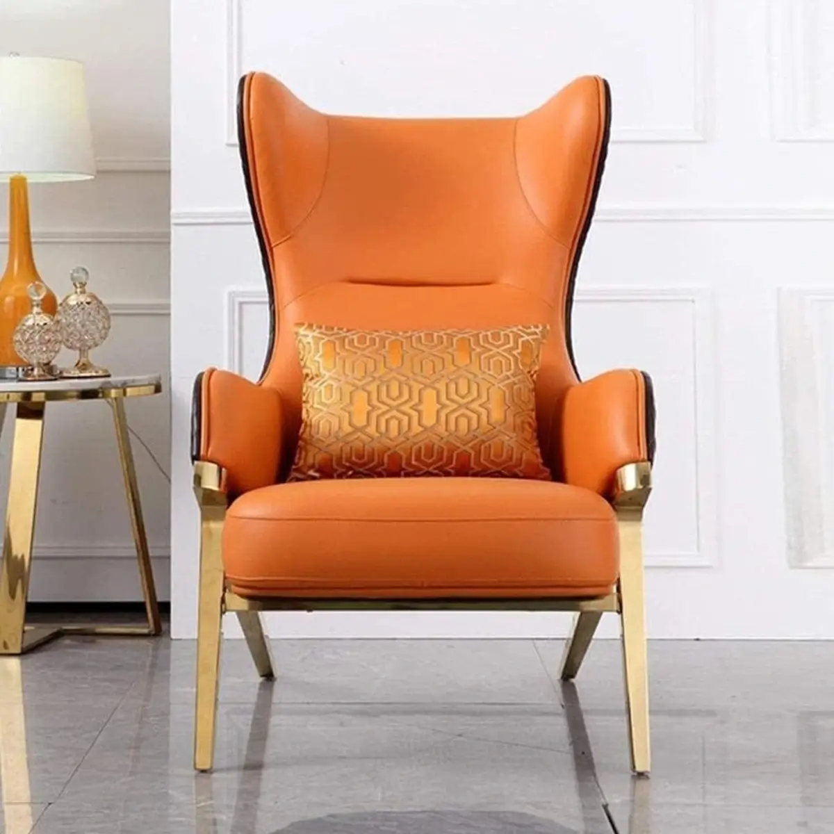 Fauteuil à dossier haut design moderne en cuir – Confort et élégance assurés – Image 2