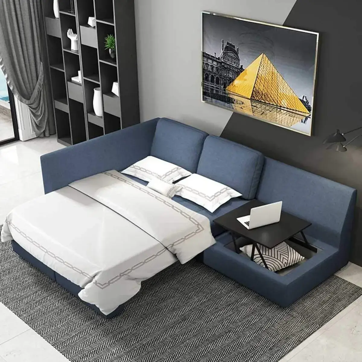 Canapé Convertible L – Design moderne avec espace de rangement – Confort et praticité pour petits espaces