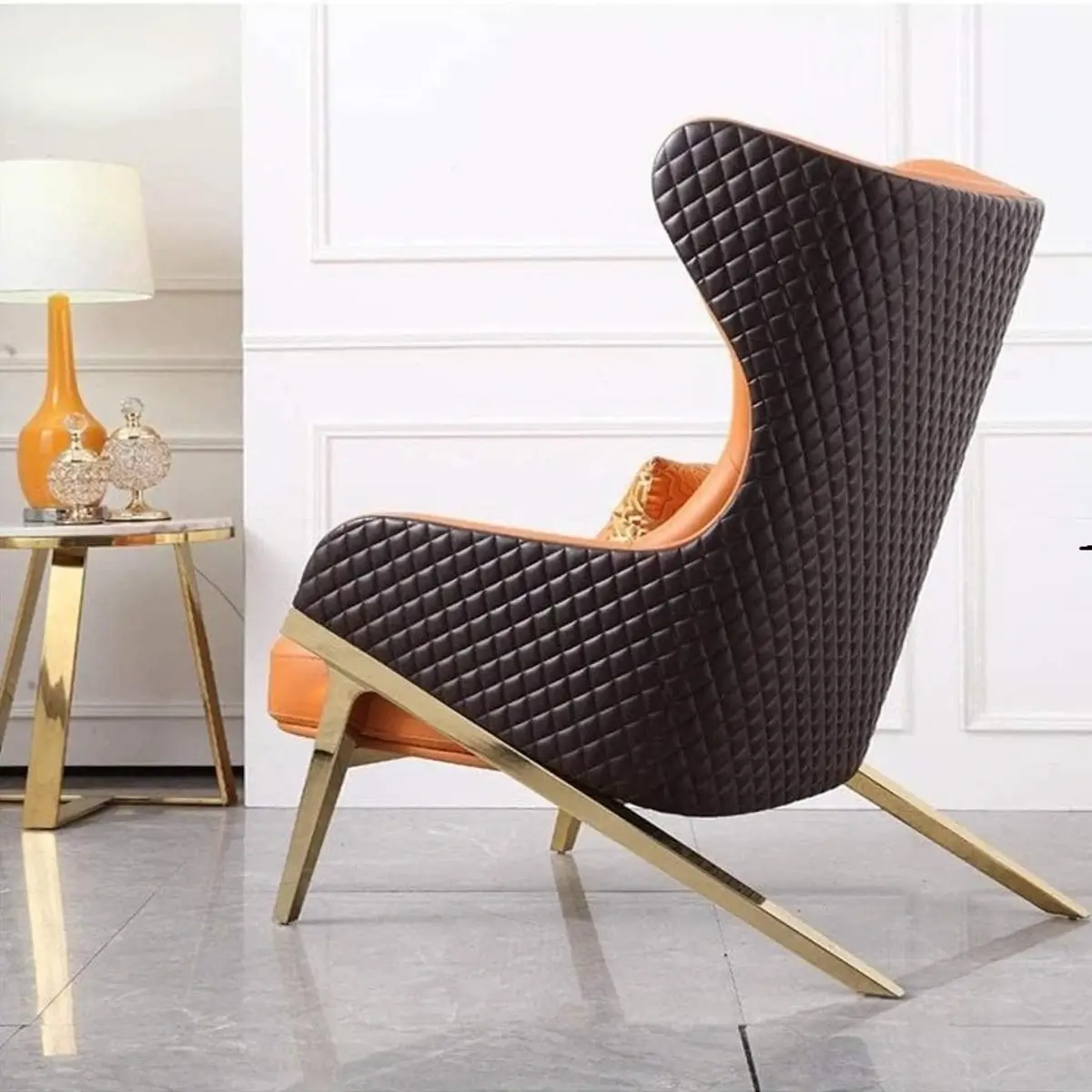 Fauteuil à dossier haut design moderne en cuir – Confort et élégance assurés – Image 3