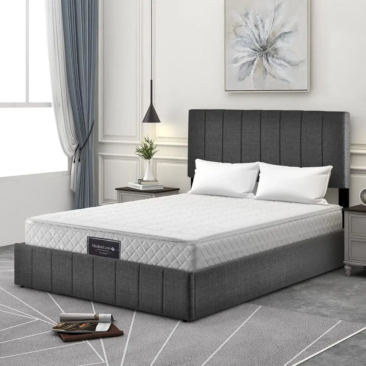 Lit double avec rangement – Confort optimal et design pratique pour un gain de place. – Image 2