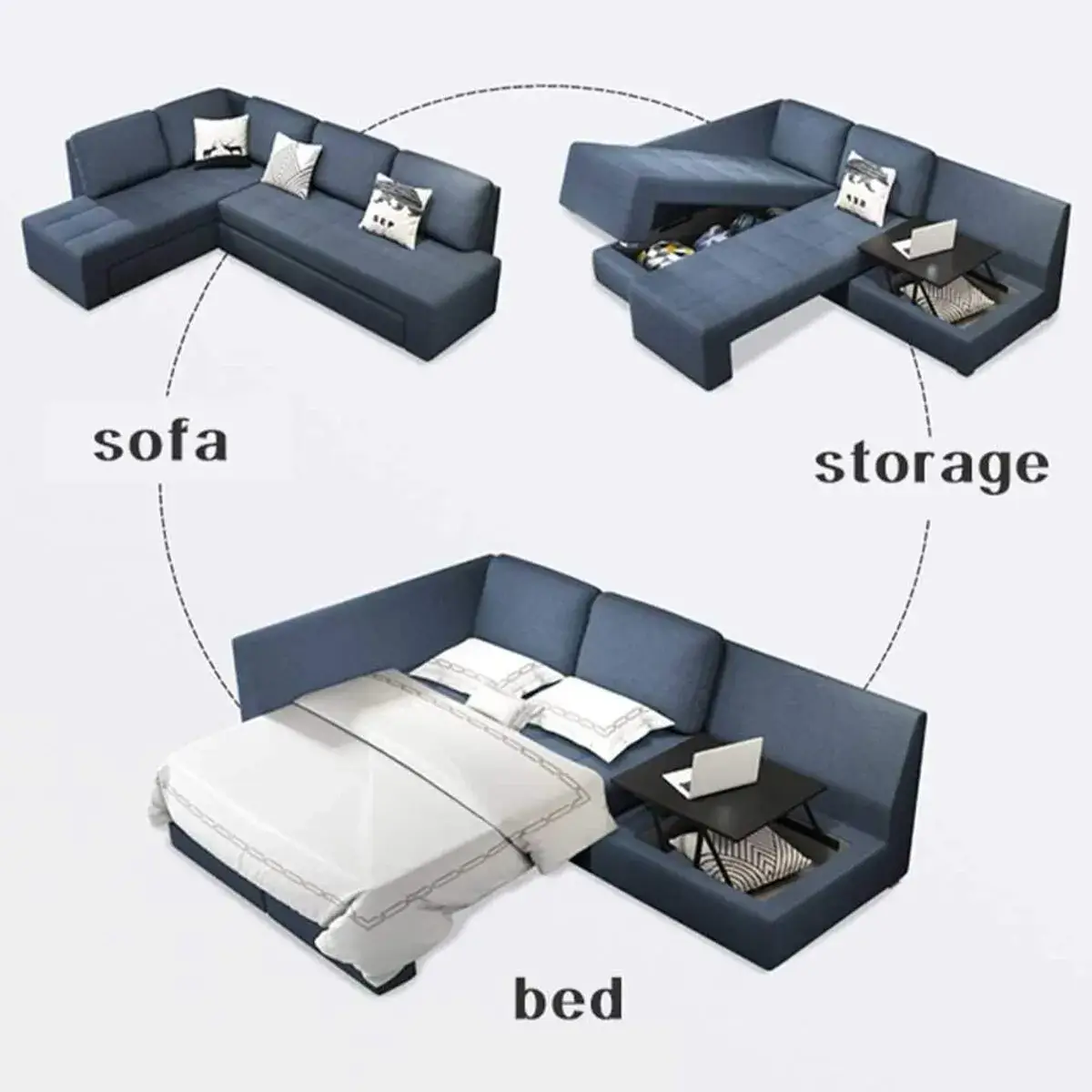 Canapé Convertible L – Design moderne avec espace de rangement – Confort et praticité pour petits espaces – Image 7