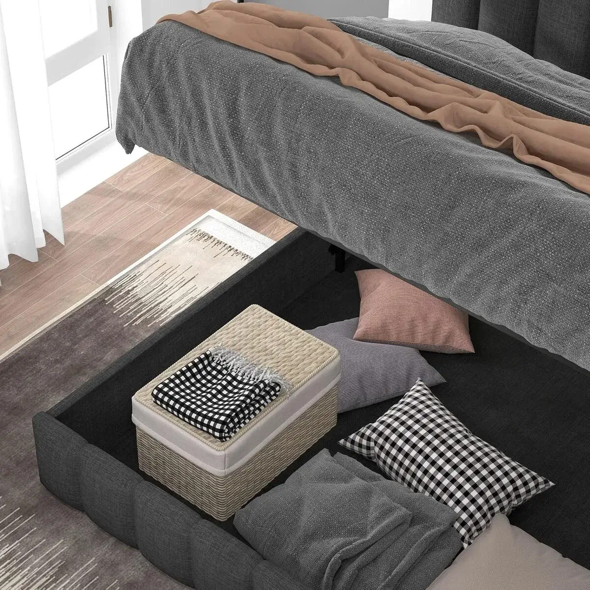 Lit double avec rangement – Confort optimal et design pratique pour un gain de place. – Image 8