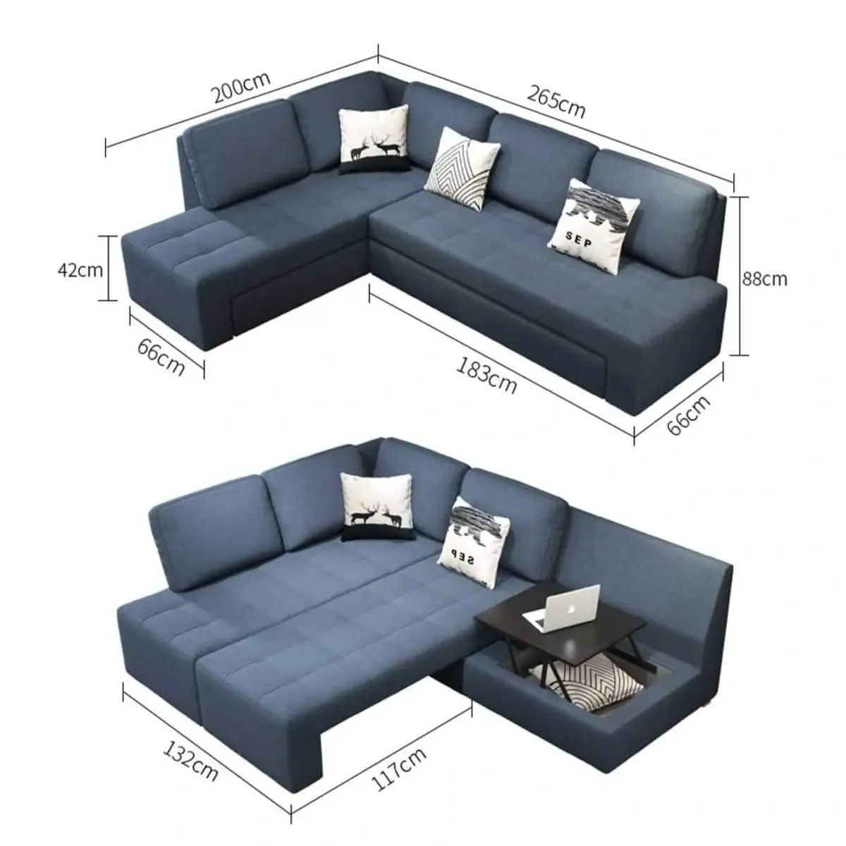 Canapé Convertible L – Design moderne avec espace de rangement – Confort et praticité pour petits espaces – Image 8